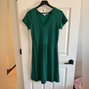 Boden Green Polka Dot Midi Dress
